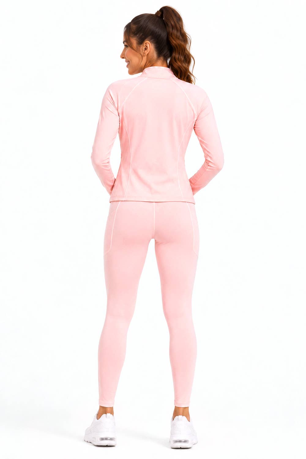 Activewear sports bra with legging and jacket 3 pieces set: Red