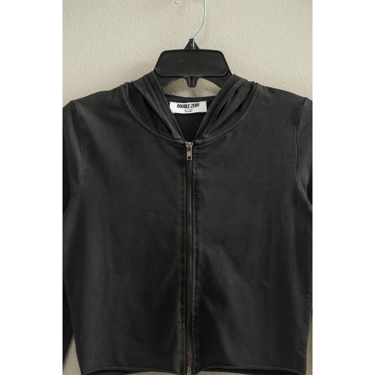 Zip Up Cropped Hoodie: BLACK / S-M-L(2-2-2)