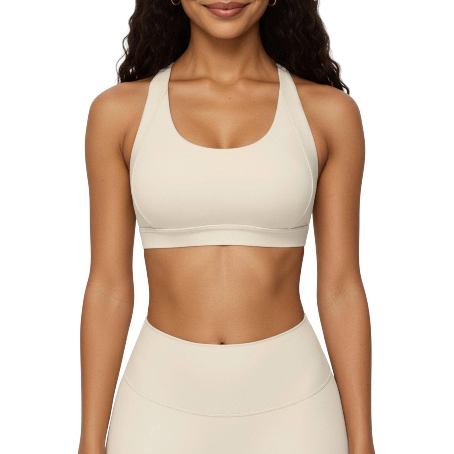 Scoop Neck Racerback Sports Bra with Smooth Stretch Fabric a: Blue / Large 12-14