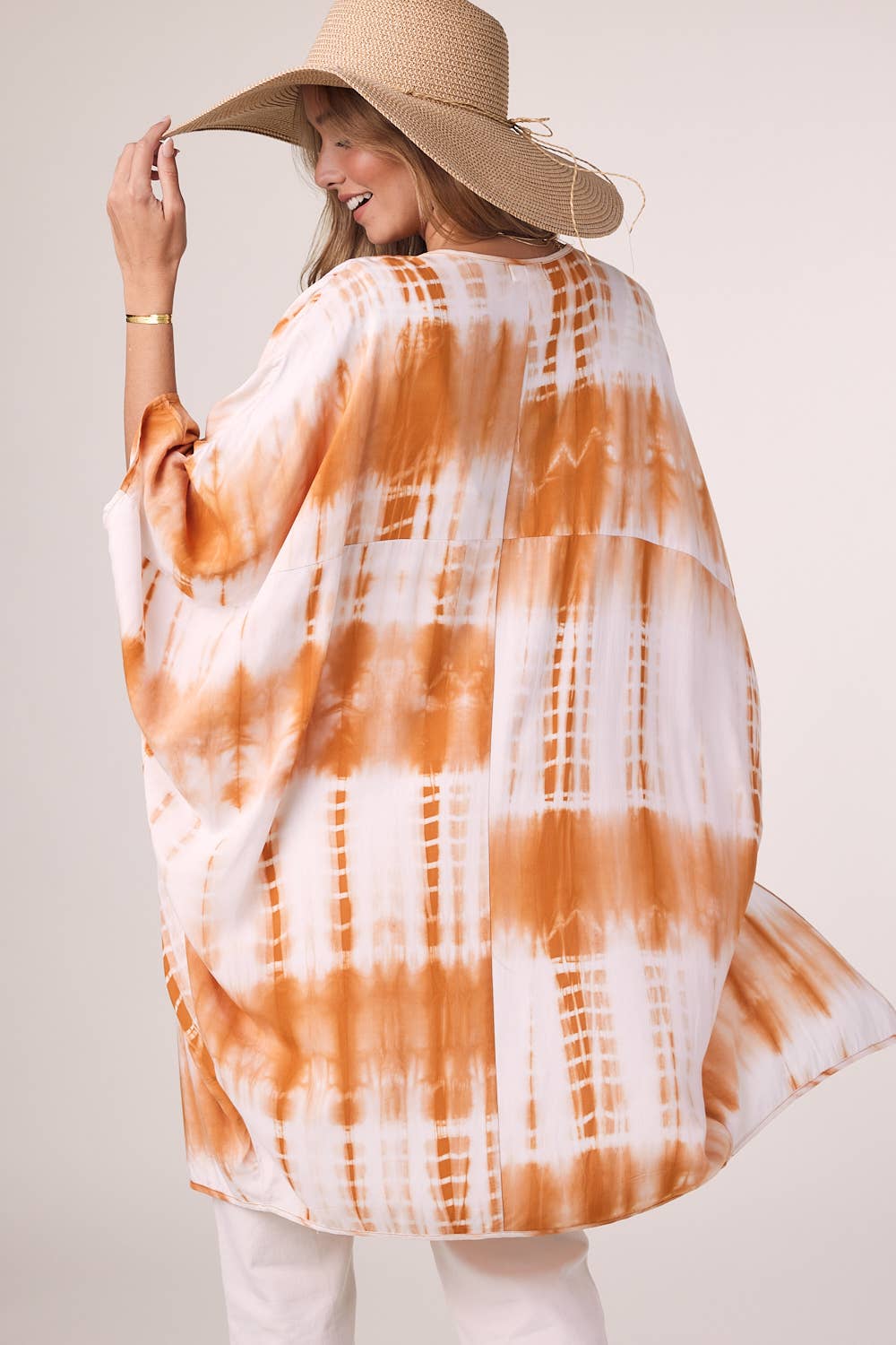TIE DYE DOLMAN KIMONO: BLUE / S/M