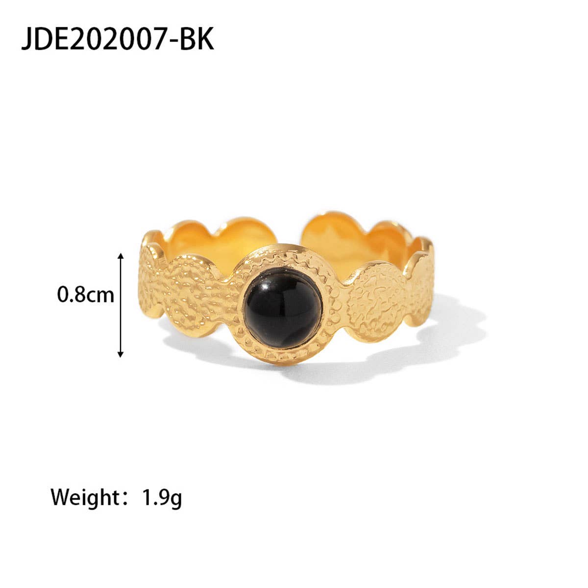 GOLD STAINLESS STEEL INLAID NATURAL STONE RINGS_CWAJE0611: TYPE1 / (OS) 3