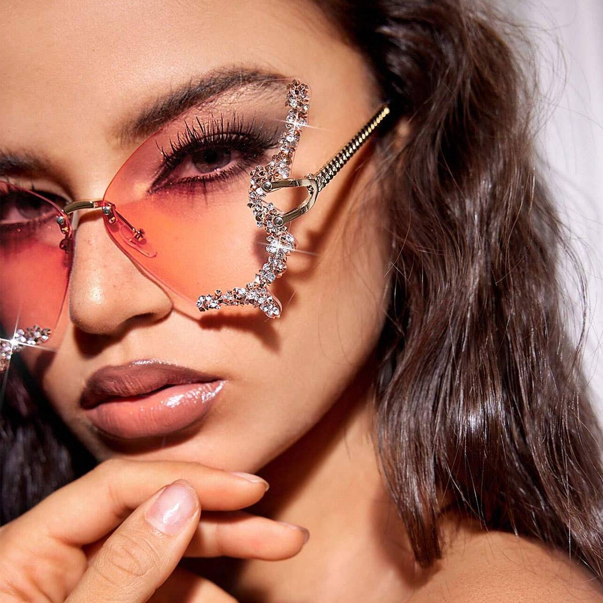 VINTAGE RHINESTONE BUTTERFLY SUNGLASSES_CWASG0205: Blue / (OS) 2