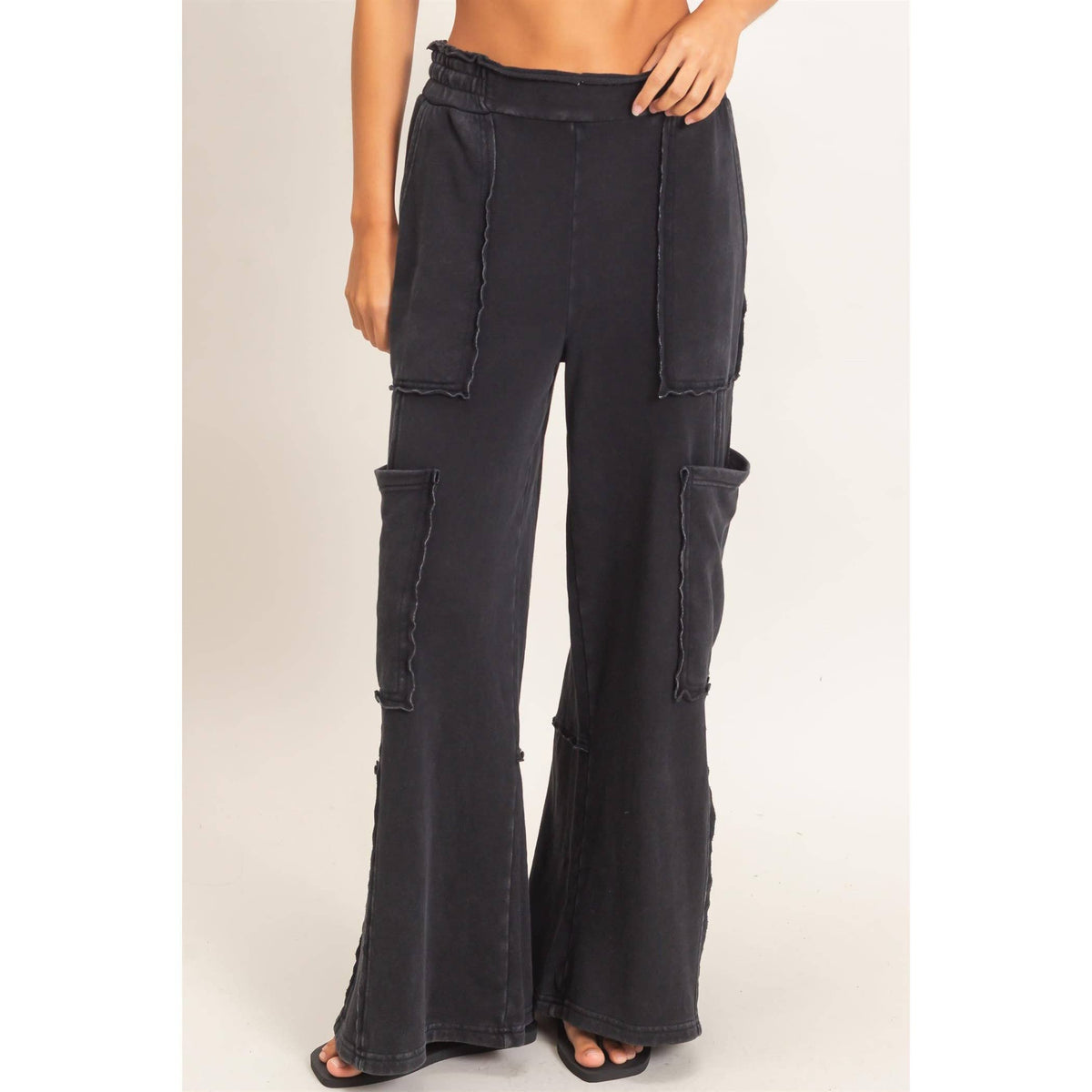 Mineral Wash Cargo Pocket Pants: NAVY / S-M-L(2-2-2)