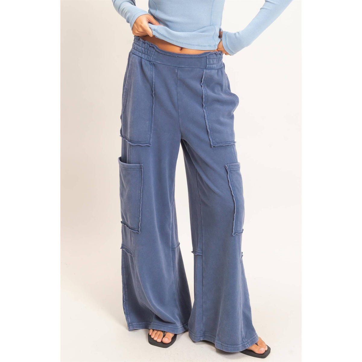 Mineral Wash Cargo Pocket Pants: NAVY / S-M-L(2-2-2)