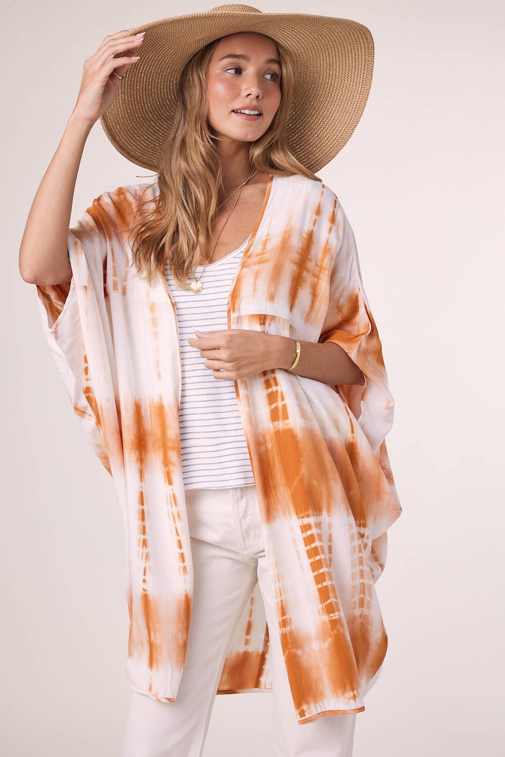 TIE DYE DOLMAN KIMONO: BLUE / S/M