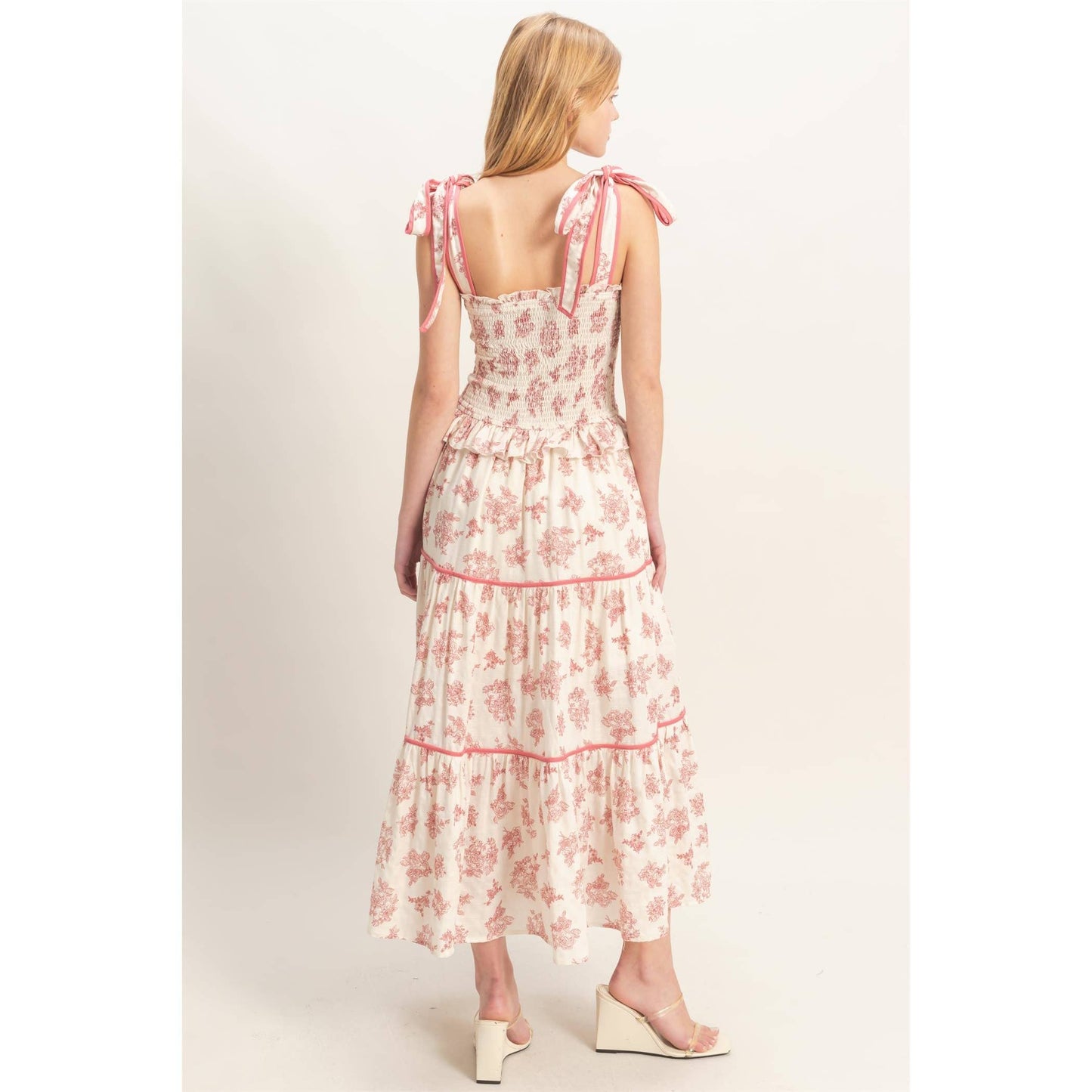 Floral Tiered Sundress: BLACK / S-M-L(2-2-2)