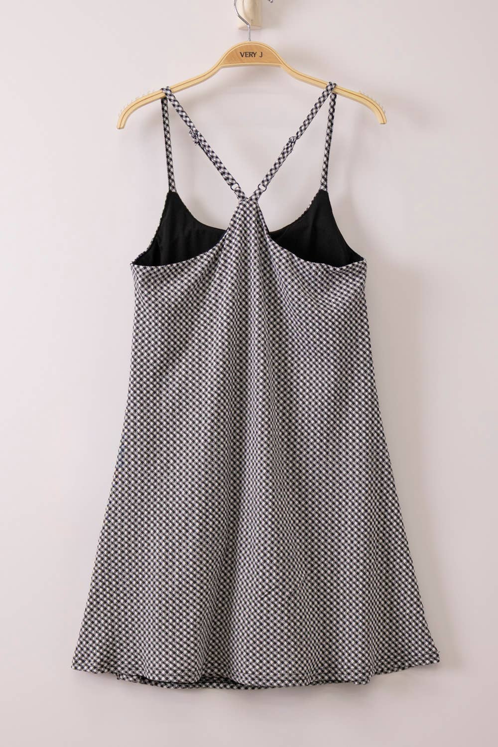 ND32119 - Textured Checkered Knit Activewear Tennis Dress: BLACK / S-M-L/2-2-2