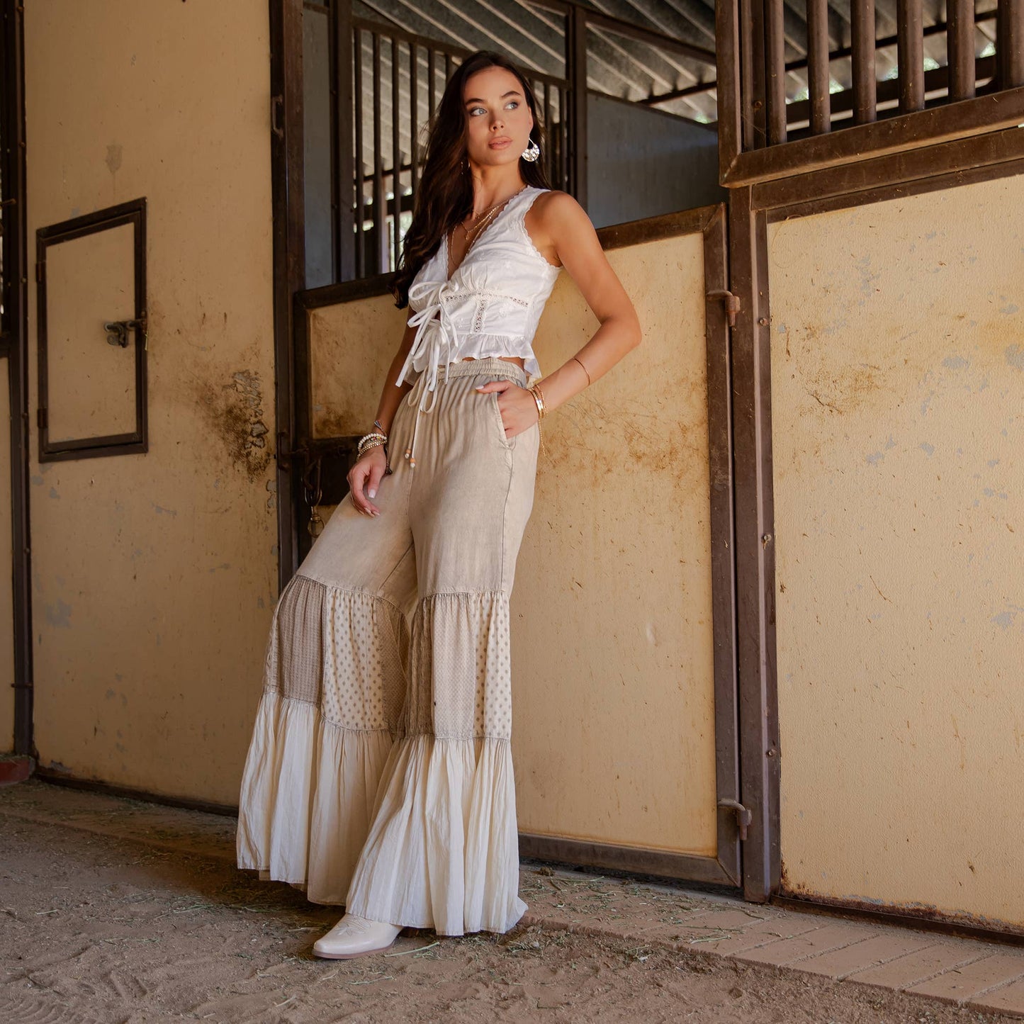Runway-Ready Knit & Woven Pants with Prints & Relaxed Drape: Chambray / REGULAR (S-M-L-XL 1-2-2-1)
