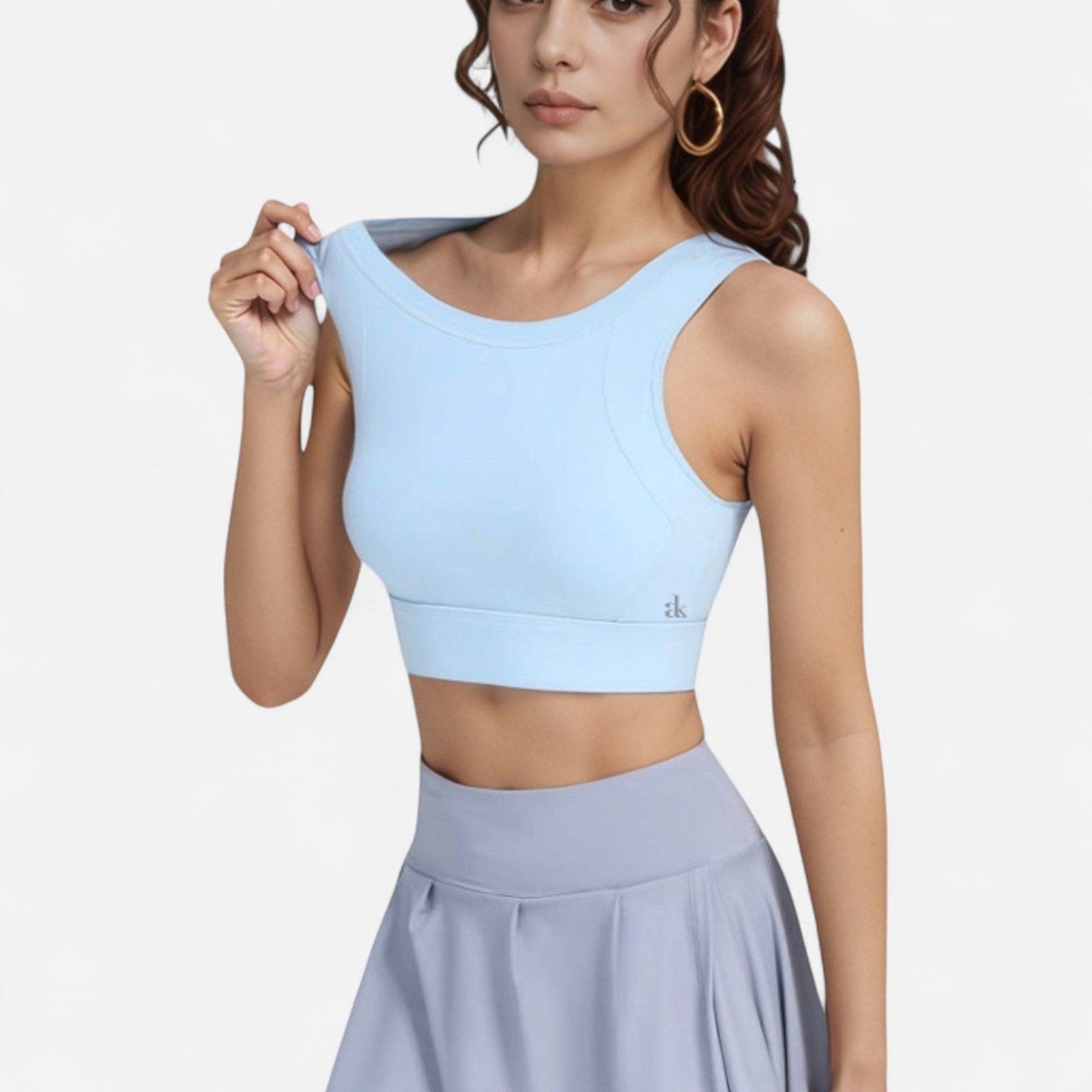 Crisscross Back Sports Bra with Cutout Detail and Adjustable: Gray / Large 8-10