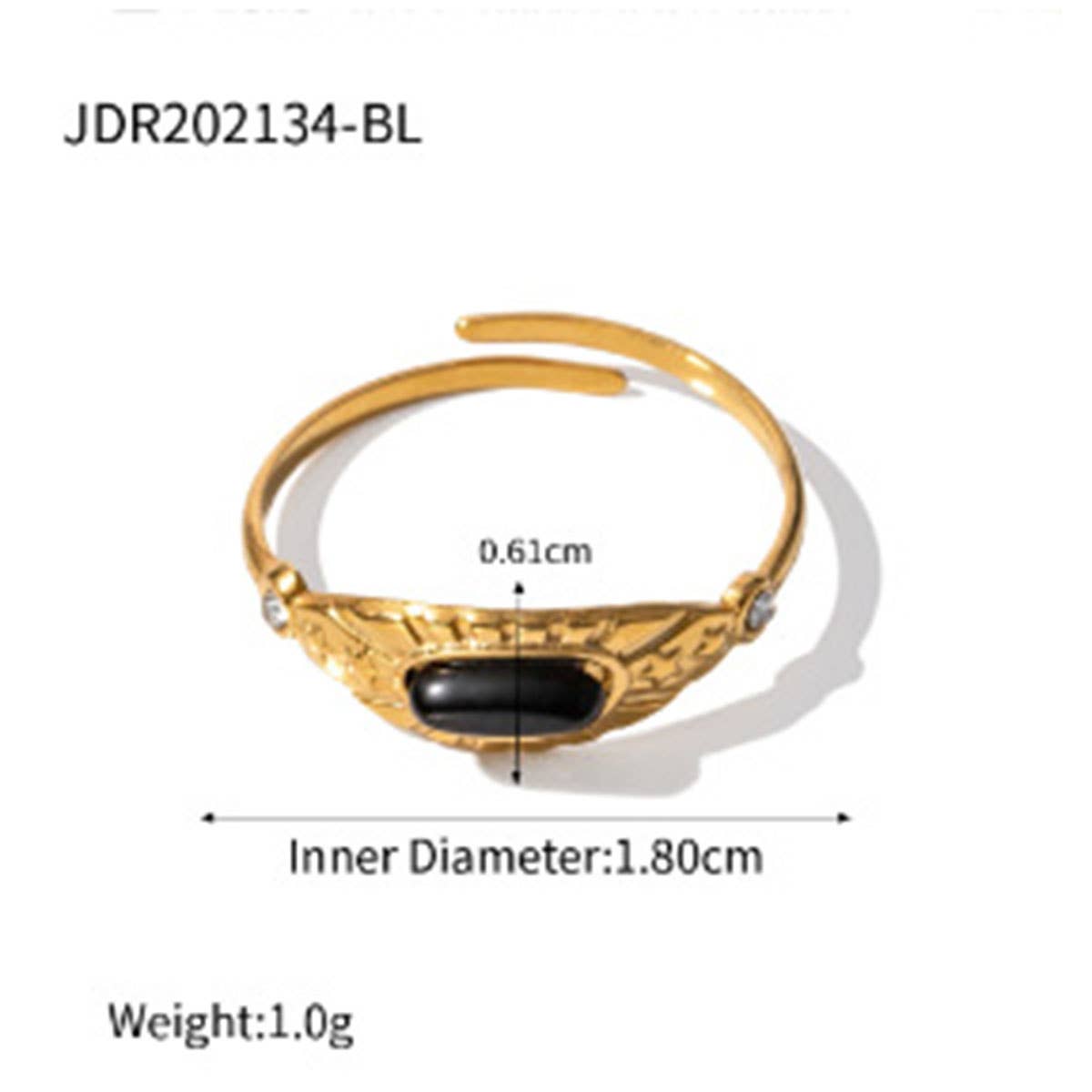 STAINLESS STEEL SNAKE NATURAL STONE RINGS_CWAJE0628: TYPE6 / (OS) 3