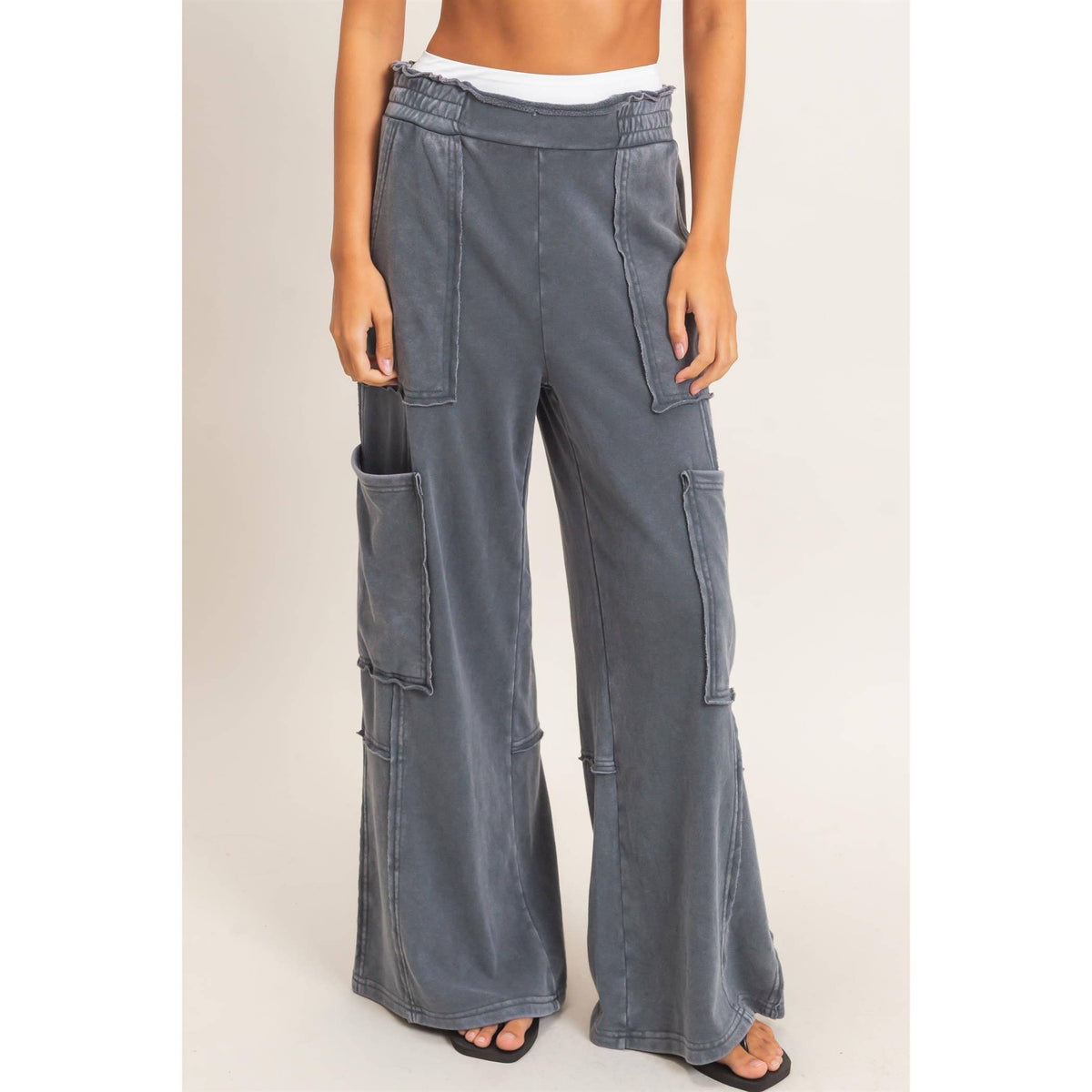Mineral Wash Cargo Pocket Pants: NAVY / S-M-L(2-2-2)